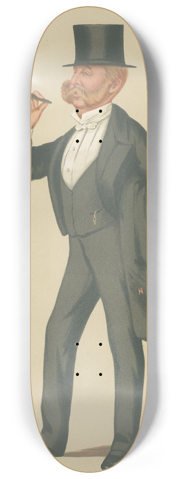 Leslie Matthew Ward - Military and Navy; A Younger Son, Colonel Charles Napier Sturt, November 25, 1876 8.25 inch art skate deck