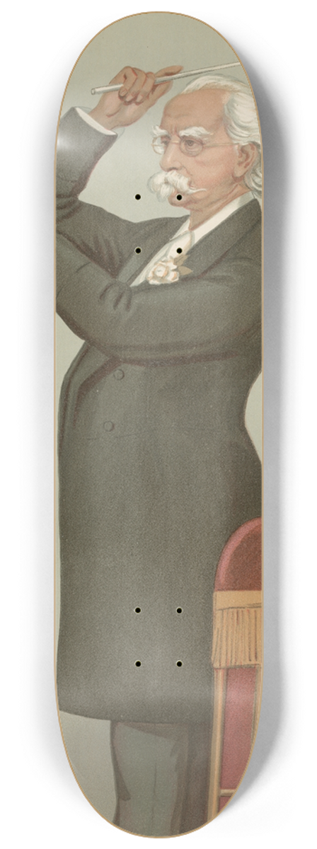 Leslie Matthew Ward - Musicians; Crystal Palace, Mr. August Manno, June 13, 1895 8.25 inch art skate deck