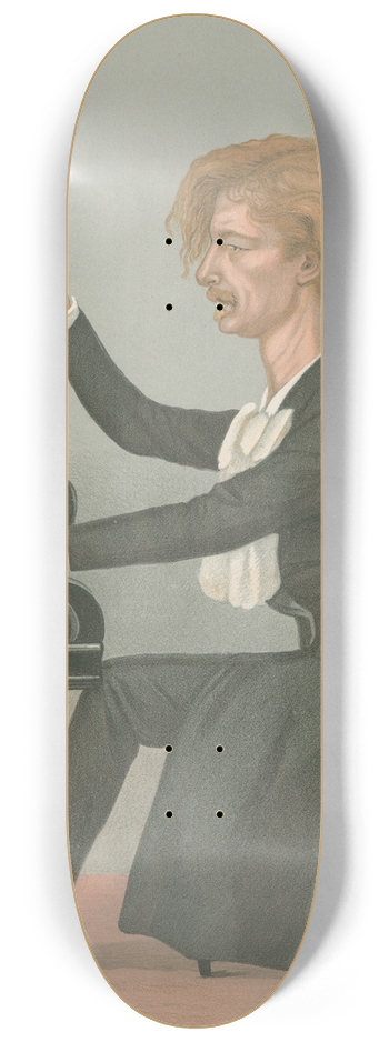 Leslie Matthew Ward - Musicians; Easy Execution, Ignace Ian Paderewski, December 28, 1899 8.25 inch art skate deck