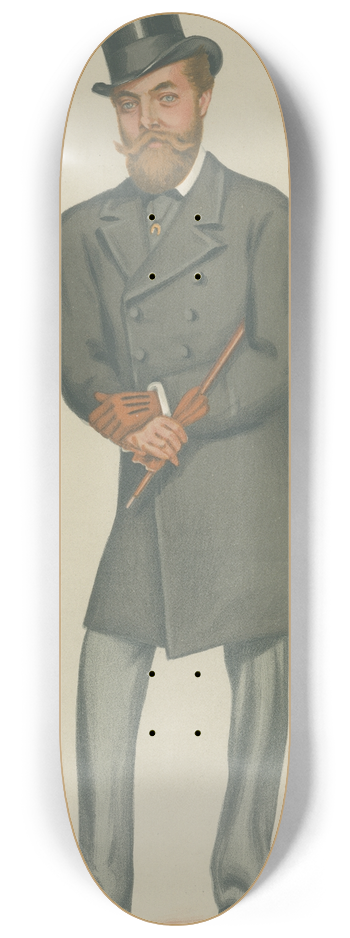 Leslie Matthew Ward - Turf Devotees; Charlie, The Earl of Dunmore, December 14, 1878 8.25 inch art skate deck