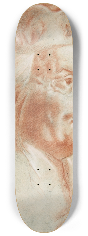 Lorenzo Baldissera Tiepolo - Bust-Length Study of a Man Wearing a Hat in Three-Quarter View (a Frankish Nobleman) 8.25 inch art skate deck