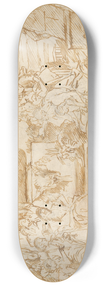 Lorenzo Baldissera Tiepolo - Figures in Antique Dress Grouped About a Pagan Tomb 8.25 inch art skate deck