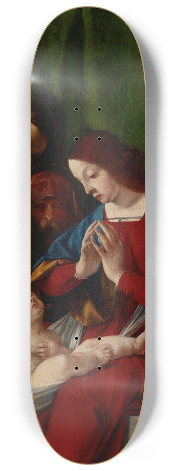 Lorenzo Lotto - Madonna and Child with the Saints John the Baptist, Francis of Assisi, Joseph and Catherine of Alexandria 8.25 inch art skate deck