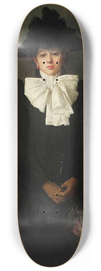 Anna Biliska-Bohdanowicz - Portrait of a young woman with a rose in her hand 8.25 inch art skate deck