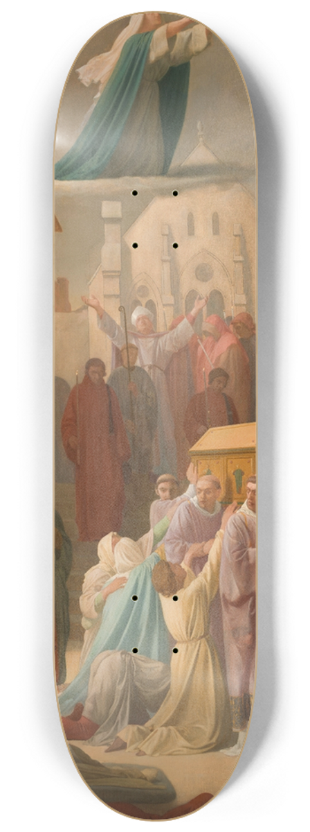 Louis Charles Timbal - Le miracle des Ardents  Procession de la chsse de sainte Genevive 8.25 inch art skate deck