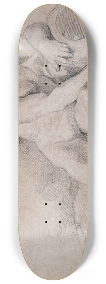 Louis de Boullogne the Younger - A study of a river godreclining, holding an oar in his right hand 8.25 inch art skate deck
