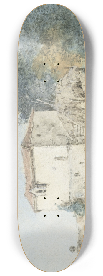 Louis Gabriel Moreau - Buitenhuis in een landschap 8.25 inch art skate deck