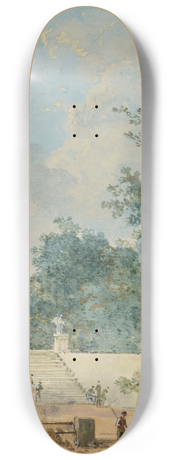 Louis Gabriel Moreau - Deux vues du parc de Saint-Cloud 8.25 inch art skate deck