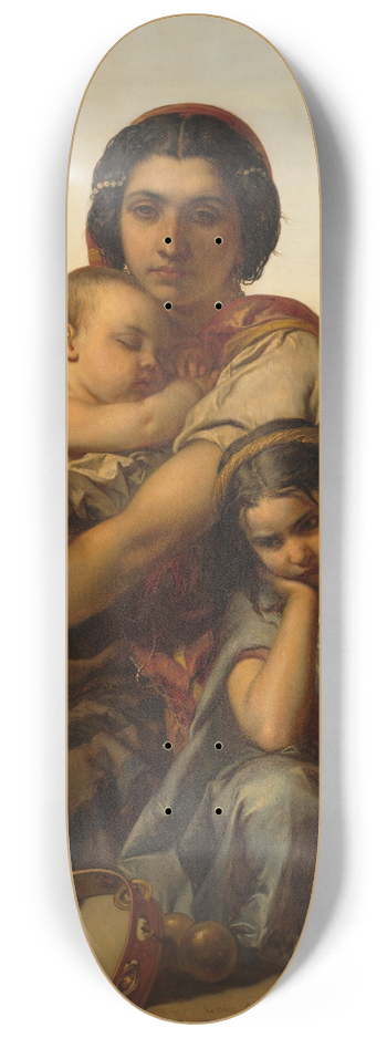 Louis Gallait - A gypsy with two children 8.25 inch art skate deck