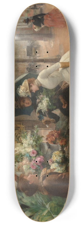 Louis Marie De Schryver - Flower Seller, Rainy Day 8.25 inch art skate deck