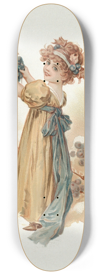 Louis Prang - Little Girl with Grapes 8.25 inch art skate deck