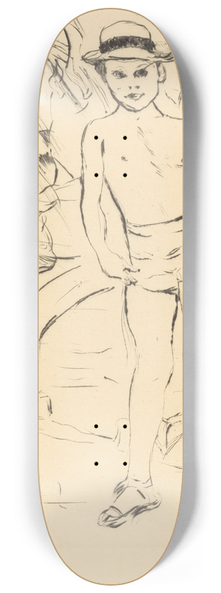 Lovis Corinth - Boy Wearing Bathing-Trunks and Straw Hat (Knabe mit Badehose und Strohhut) 8.25 inch art skate deck