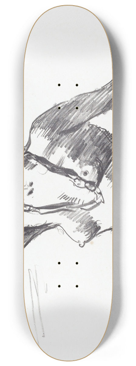 Lovis Corinth - Female Nude Defending Herself (Weiblicher Akt in Abwehr) 8.25 inch art skate deck