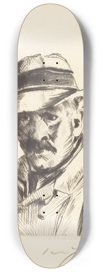 Lovis Corinth - Self-Portrait in a Straw Hat (Selbstbildnis im Strohhut) 8.25 inch art skate deck