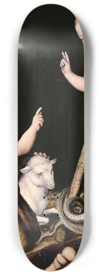 Lucas Cranach the Elder - Adoration of The Child Jesus by St John the Baptist 8.25 inch art skate deck