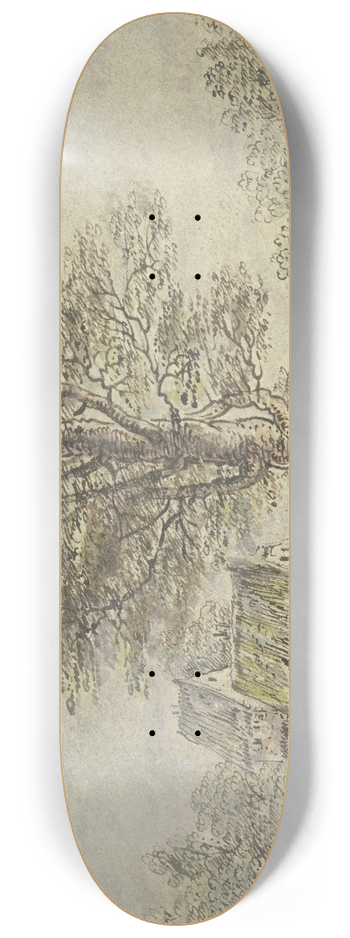 Lucas van Uden - Dorfansicht, in der Mitte ein Baum 8.25 inch art skate deck