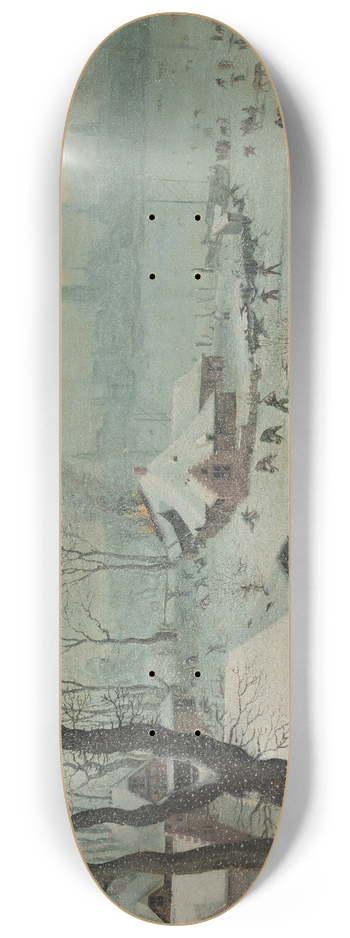 Lucas van Valckenborch - Winter Landscape with Snowfall near Antwerp 8.25 inch art skate deck