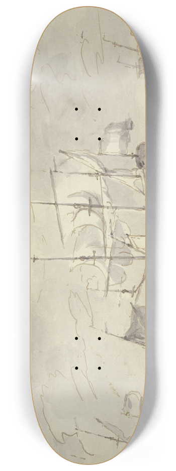 Ludolf Bakhuysen - Bewegte See, drei groe Schiffe und zwei Boote nach rechts segelnd 8.25 inch art skate deck