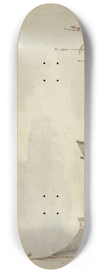 Ludolf Bakhuysen - Ruhige See mit Schiffen, links eine Signalstange 8.25 inch art skate deck