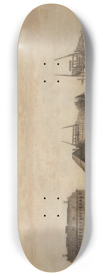 Ludolf Bakhuysen - The Shipyard of the Amsterdam Admiralty 8.25 inch art skate deck