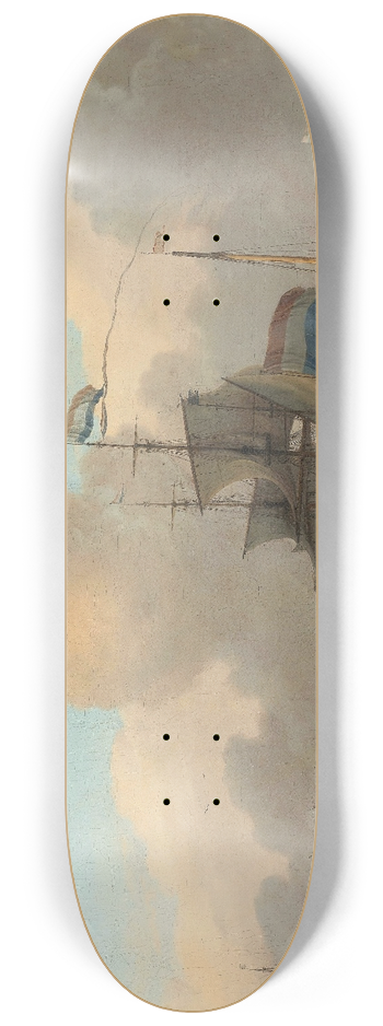 Ludolf Bakhuysen - The Y at Amsterdam, with the Frigate De Ploeg 8.25 inch art skate deck