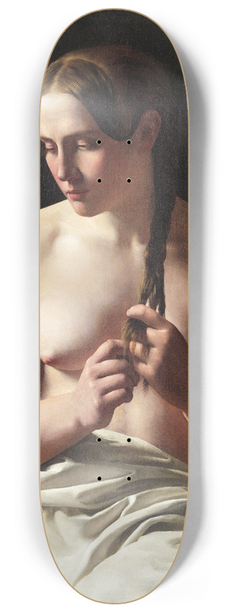 Ludvig August Smith - A Woman Pleating her Hair 8.25 inch art skate deck
