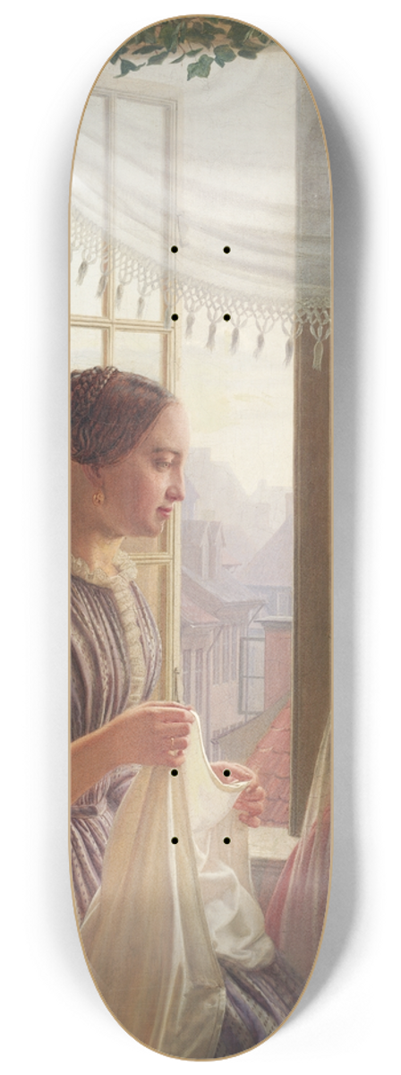 Ludvig August Smith - Interior with mother and daughter at the window 8.25 inch art skate deck