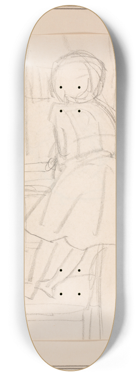 Ludvig Find - Lille pige der str p en stol og kigger ud af et vindue 8.25 inch art skate deck