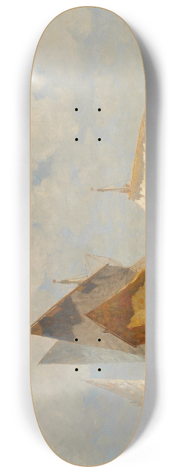 Ludwig Dill - Venice, fisherboat in the lagoon 8.25 inch art skate deck