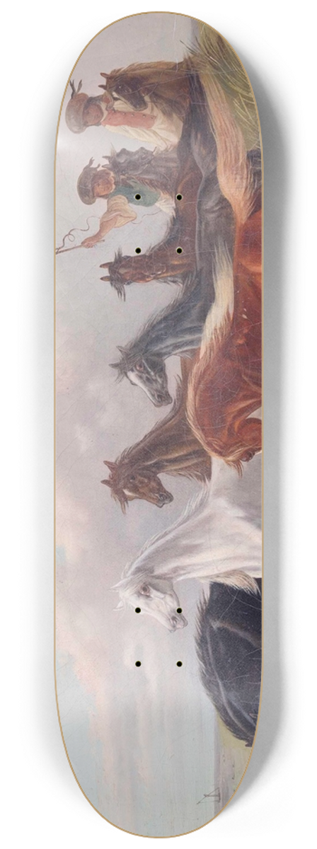 Ludwig Kbler - Zwei junge ungarische Reiter treiben Wildpferde in der Puszta vor sich her 8.25 inch art skate deck