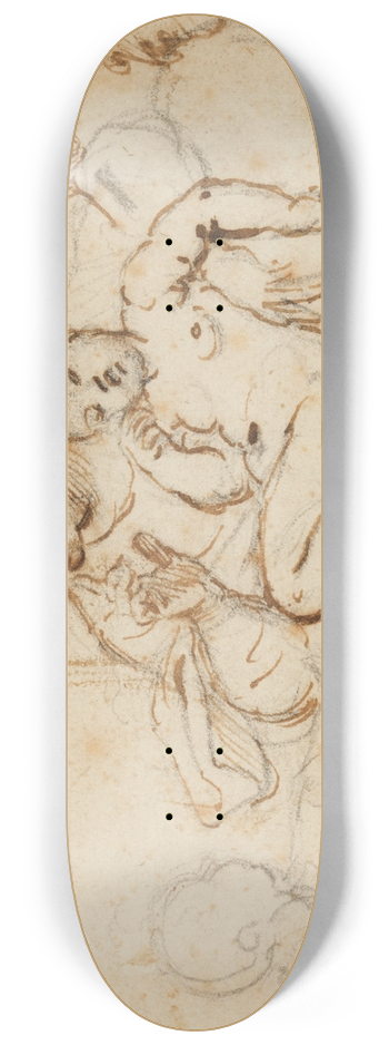 Annibale Carracci - The Madonna and Sleeping Child with the Infant Baptist (Il Silenzio) 8.25 inch art skate deck