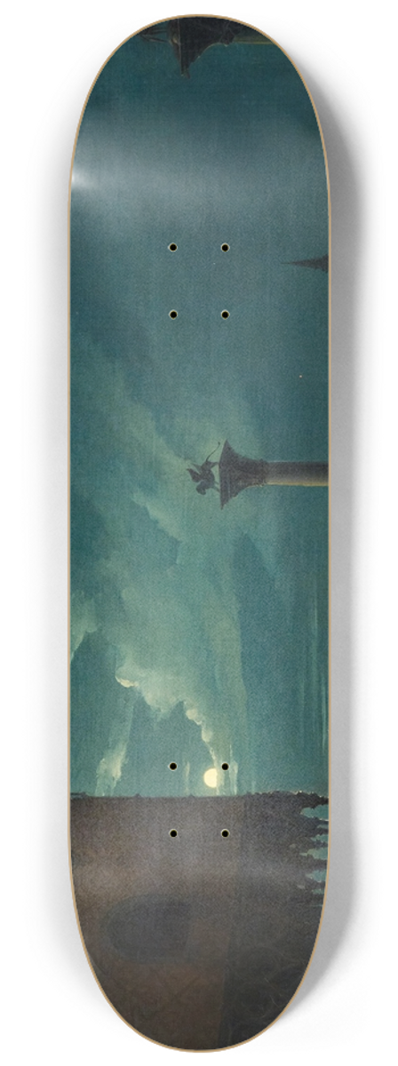 Luigi Querena - Venice the Piazzetta in the moonlight 8.25 inch art skate deck