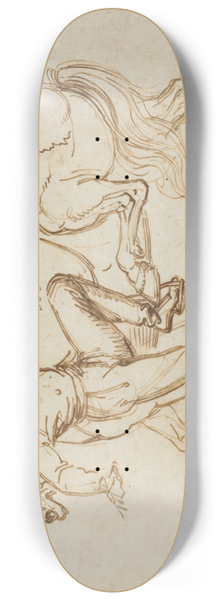 Luigi Sabatelli - Cavalryman Mounting a Horse 8.25 inch art skate deck
