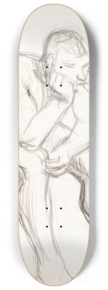 Magnus Enckell - Istuva alaston mies miettii, luonnos 8.25 inch art skate deck