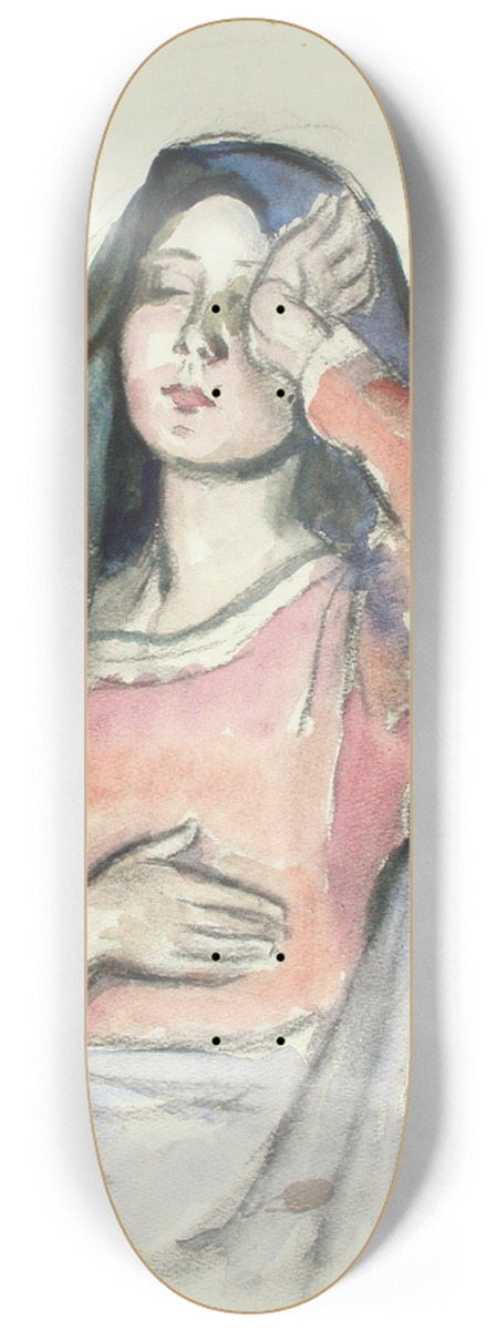 Magnus Enckell - Mary, sketch for the stained glass window Ave Maria in Pori Church 8.25 inch art skate deck