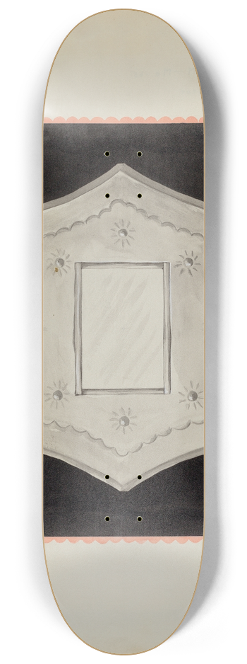 Majel G. Claflin - Small Tin Framed Mirror 8.25 inch art skate deck