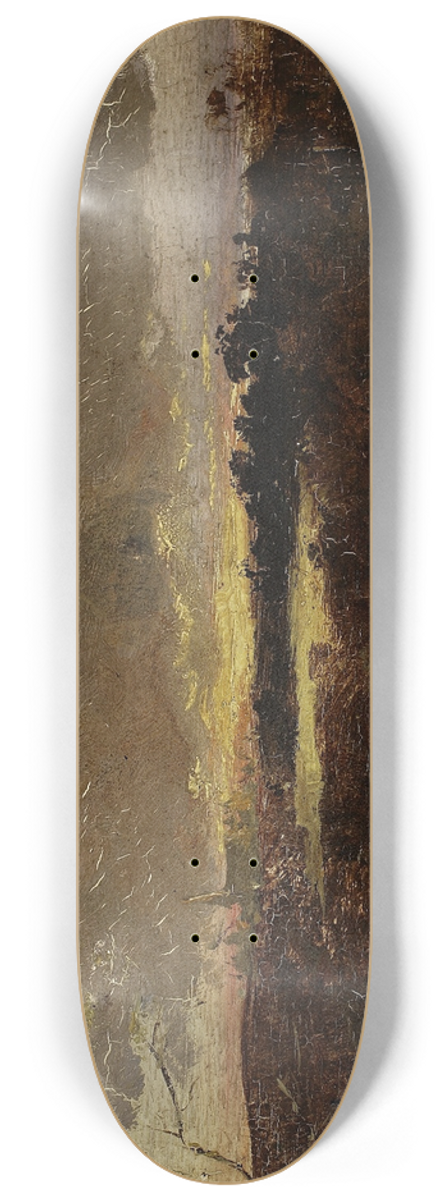 Maksymilian Gierymski - View of marshes at sunset 8.25 inch art skate deck