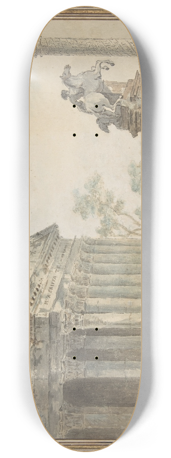 Manner of Hubert Robert - Architectural Capriccio with Roman Monuments and Washerwomen 8.25 inch art skate deck