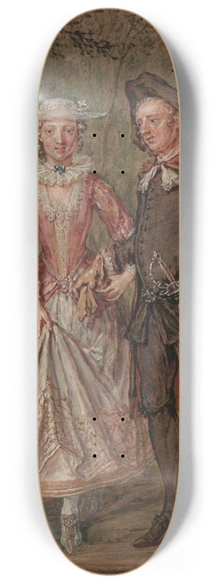 Marcellus Laroon the Younger - Lovers in a park 8.25 inch art skate deck