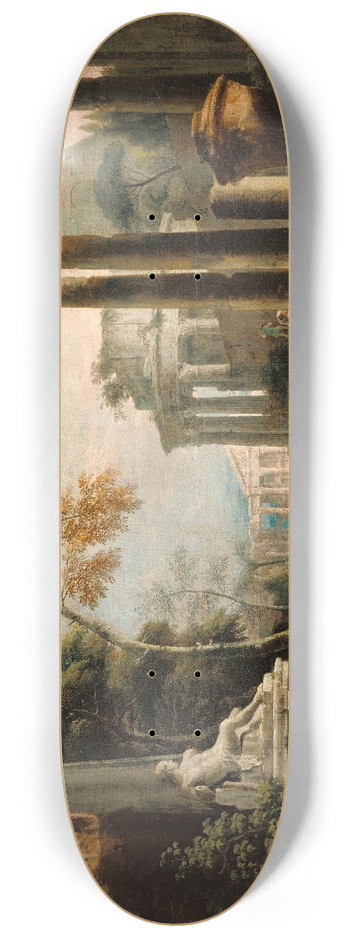 Marco Ricci - Landscape with Classical Ruins and Figures 8.25 inch art skate deck