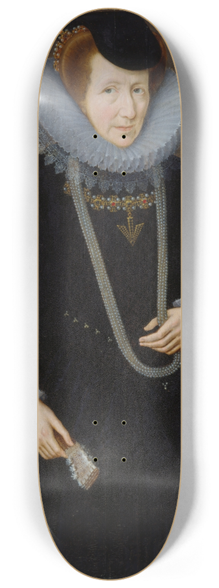 Marcus Gheeraerts the Younger - Portrait of a Woman, probably Mary, Lady Scudamore 8.25 inch art skate deck
