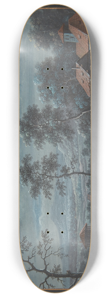 Margaretha Barbara Dietzsch - Et sydlandsk landskab i fuldmne 8.25 inch art skate deck