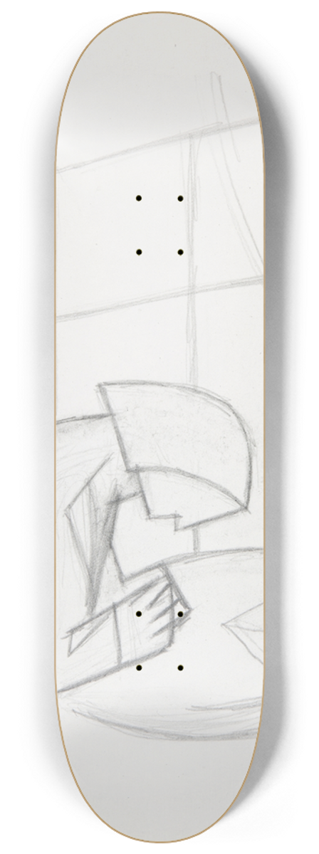 Marian Kopf - List  rysunek dwustronny (na odwrocie szkic do obrazu Panzerzug) 8.25 inch art skate deck