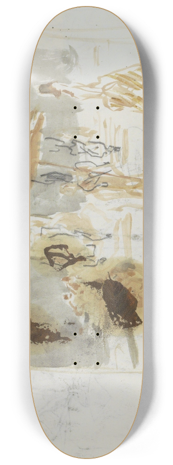 Marius Bauer - Straat met een figuur met een parasol 8.25 inch art skate deck