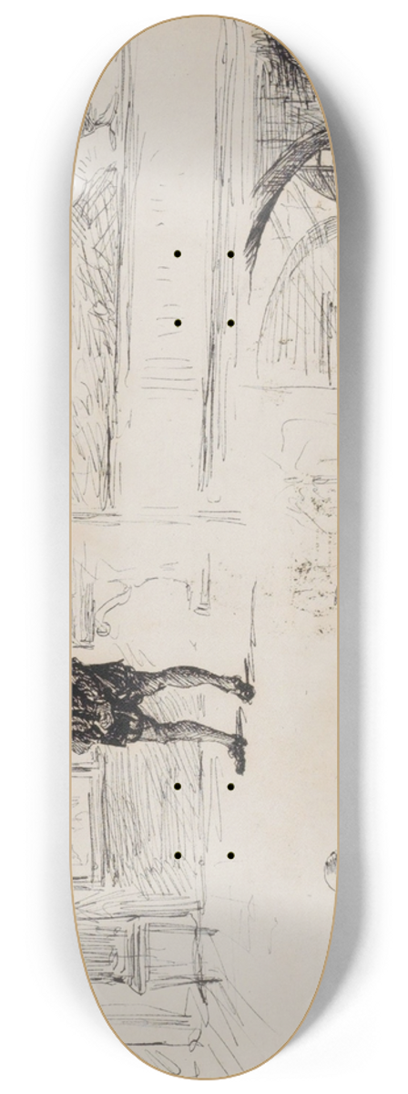 Marius Bauer - Studieblad, onder andere met een man in zeventiende-eeuws kostuum 8.25 inch art skate deck