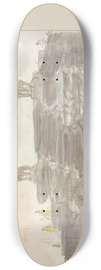 Marius Bauer - Trap geflankeerd door beelden van leeuwen bij de Angkor Wat tempel in Cambodja 8.25 inch art skate deck