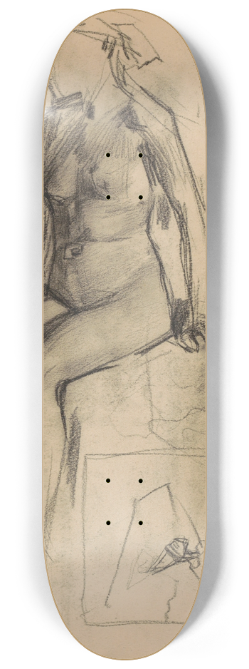 Marius Bauer - Zittende naakte vrouw 8.25 inch art skate deck