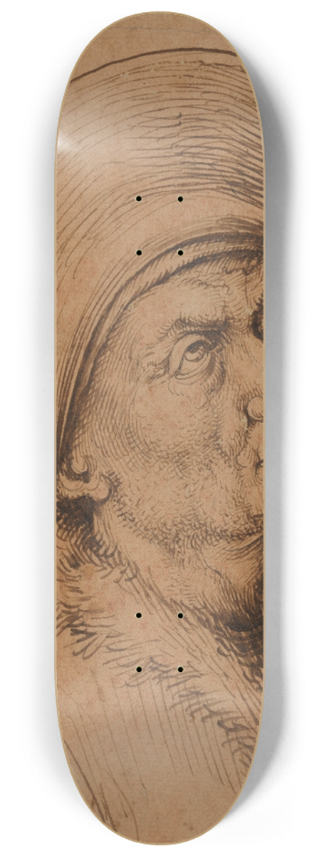 Martin Schongauer - Bust of a Man in a Hat Gazing Upward 8.25 inch art skate deck