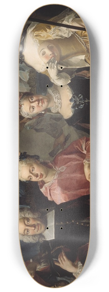 Martin van Meytens - Ulrika Lovisa Tessin, Carl Gustaf Tessin, Erik Sparre, Johan Gabriel Sack, Nils Bielke, Eva Bielke and Hedvig Elisabet Sack 8.25 inch art skate deck