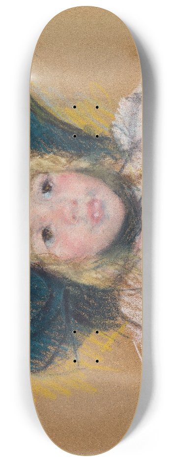 Mary Cassatt - Head of Simone in a Green Bonnet with Wavy Brim (No. 2) 8.25 inch art skate deck